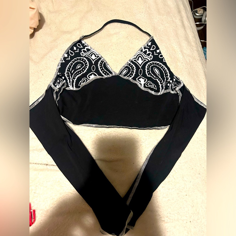 Black and white halter top